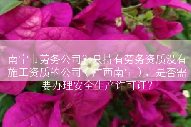 南宁市劳务公司？只持有劳务资质没有施工资质的公司（广西南宁），是否需要办理安全生产许可证？