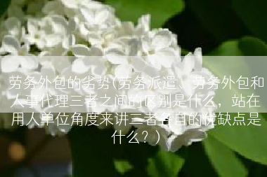 劳务外包的劣势(劳务派遣、劳务外包和人事代理三者之间的区别是什么，站在用人单位角度来讲三者各自的优缺点是什么？)