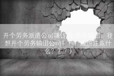 开个劳务派遣公司赚钱吗(劳务输出：我想开个劳务输出公司！！！应该注意什么？？？)