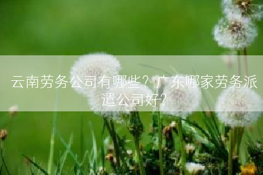 云南劳务公司有哪些？广东哪家劳务派遣公司好？