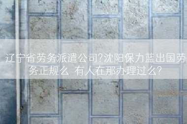 辽宁省劳务派遣公司?沈阳保力蓝出国劳务正规么  有人在那办理过么?