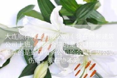 大连顺祥牧业有限公司（我在浩和建筑公司上班，但签合同时是公司里的施工员拿的是勤恒劳务公司的合同！因公受伤后。现在也不知...）