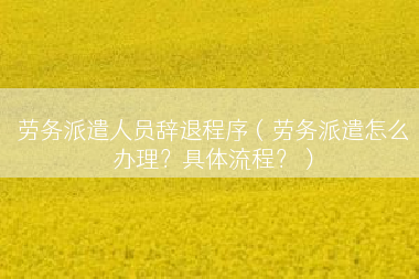 劳务派遣人员辞退程序（劳务派遣怎么办理？具体流程？）