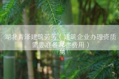 湖北青泽建筑劳务（建筑企业办理资质需要准备哪些费用）
