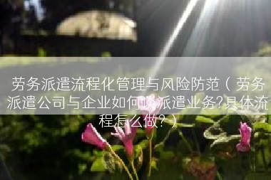 劳务派遣流程化管理与风险防范（劳务派遣公司与企业如何谈派遣业务?具体流程怎么做?）