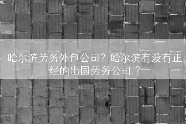 哈尔滨劳务外包公司？哈尔滨有没有正经的出国劳务公司.？