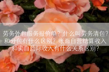劳务外包服务报价单？什么叫劳务清包？和分包有什么区别？账面自营结算收入和实自营际收入有什么关系区别？