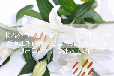 长春外包公司？我想问一下，在长春付近有正规的办理出国劳务派遣公司吗，我想出国打工，国外做工好做不？