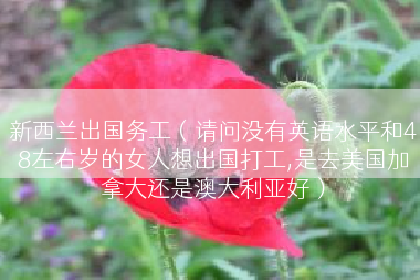 新西兰出国务工（请问没有英语水平和48左右岁的女人想出国打工,是去美国加拿大还是澳大利亚好）