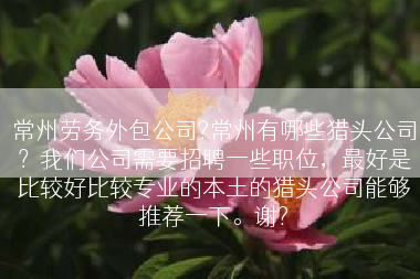 常州劳务外包公司?常州有哪些猎头公司？我们公司需要招聘一些职位，最好是比较好比较专业的本土的猎头公司能够推荐一下。谢?