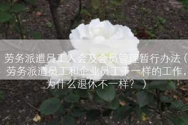 劳务派遣员工入会及会员管理暂行办法（劳务派遣员工和企业员工干一样的工作，为什么退休不一样？）