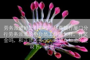 劳务派遣好处有哪些？华夏银行厦门分行劳务派遣的柜台员工待遇怎样，有奖金吗，和正式差多少，希望有知道的能说下，谢谢。？