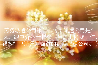 劳务派遣公司赚什么钱（派遣公司是什么，跟中介不一样么，最近上网找工作，很多打电话通知面试的都是派遣公司。）