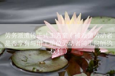 劳务派遣转正式工方案（被派遣劳动者是否享有与用工单位劳动者同工同酬的权利）