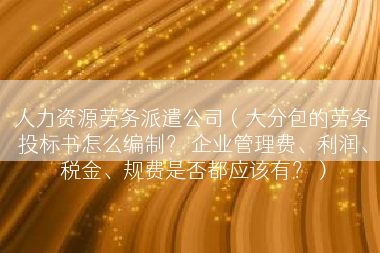 人力资源劳务派遣公司（大分包的劳务投标书怎么编制？ 企业管理费、利润、税金、规费是否都应该有？）