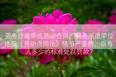 劳务派遣单位劳动合同？劳务派遣单位违反《劳动合同法》情节严重的，以每人多少的标准处以罚款？