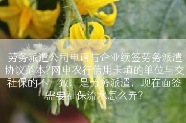 劳务派遣公司申请与企业续签劳务派遣协议范本?网申农行信用卡填的单位与交社保的不一致，是劳务派遣，现在面签需要社保流水怎么弄?