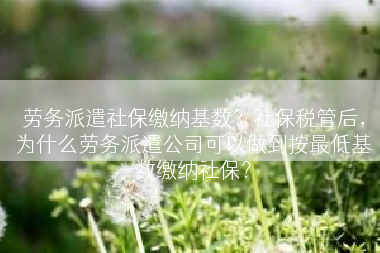 劳务派遣社保缴纳基数？社保税管后，为什么劳务派遣公司可以做到按最低基数缴纳社保？