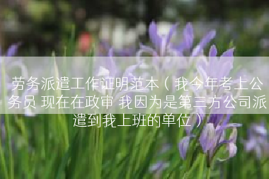 劳务派遣工作证明范本（我今年考上公务员 现在在政审 我因为是第三方公司派遣到我上班的单位）
