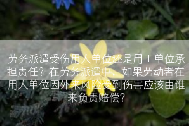 劳务派遣受伤用人单位还是用工单位承担责任？在劳务派遣中，如果劳动者在用人单位因外来风险受到伤害应该由谁来负责赔偿？