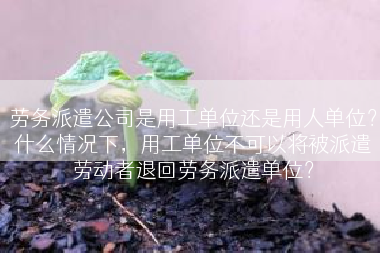 劳务派遣公司是用工单位还是用人单位？什么情况下，用工单位不可以将被派遣劳动者退回劳务派遣单位？