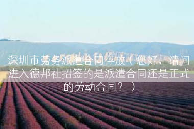 深圳市劳务派遣合同存放（您好，请问进入德邦社招签的是派遣合同还是正式的劳动合同？）
