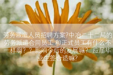 劳务派遣人员招聘方案?中冶二十二局的劳务派遣合同员工 和正式员工有什么不一样啊？？影响今后的发展嘛？ 应届毕业生签合适嘛?