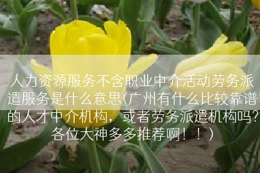 人力资源服务不含职业中介活动劳务派遣服务是什么意思(广州有什么比较靠谱的人才中介机构，或者劳务派遣机构吗？各位大神多多推荐啊！！)