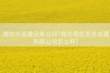 潍坊市派遣劳务公司?潍坊德信劳务派遣有限公司怎么样?