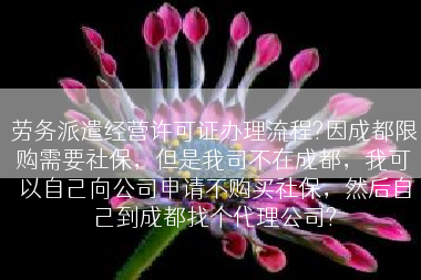 劳务派遣经营许可证办理流程?因成都限购需要社保，但是我司不在成都，我可以自己向公司申请不购买社保，然后自己到成都找个代理公司?