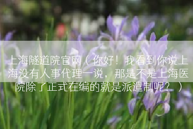 上海隧道院官网（你好！我看到你说上海没有人事代理一说，那是不是上海医院除了正式在编的就是派遣制呢？）