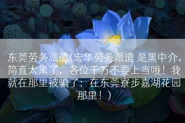 东莞劳务派遣(宏华劳务派遣 是黑中介，简直太黑了，各位千万不要上当哦！我就在那里被骗了；在东莞寮步嘉湖花园那里！)
