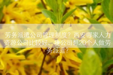 劳务派遣公司管理制度？西安哪家人力资源公司比较好，我公司想20个人做劳务派遣？
