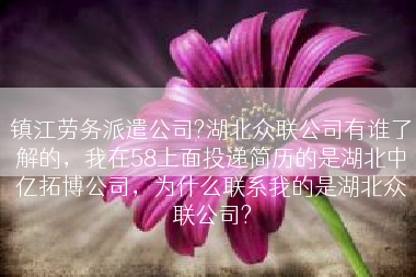 镇江劳务派遣公司?湖北众联公司有谁了解的，我在58上面投递简历的是湖北中亿拓博公司，为什么联系我的是湖北众联公司?