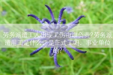 劳务派遣工人出现工伤由谁负责?劳务派遣用工是什么，是正式工吗，事业单位的?
