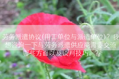 劳务派遣协议(用工单位与派遣单位)？我想咨询一下与劳务派遣供应商需要交流哪些方面以及谈判技巧。？