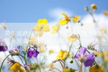 劳务派遣报价明细表？您好，我想知道劳务派遣一般纳税人和小规模纳税人分别可以怎么开票？税率是多少？是开专票还是普票？