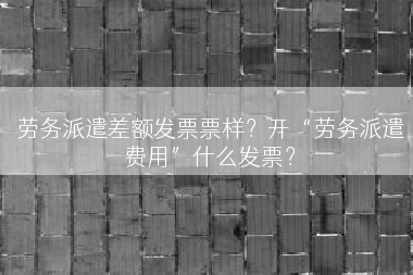 劳务派遣差额发票票样？开“劳务派遣费用”什么发票？