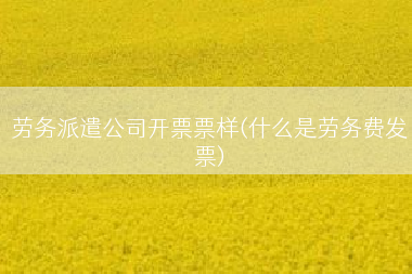 劳务派遣公司开票票样(什么是劳务费发票)