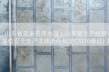 山东省劳务资质办理（山东省生产经营单位安全生产主体责任规定(2016修订)）