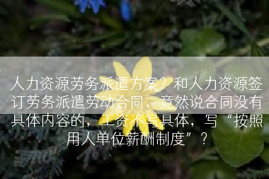 人力资源劳务派遣方案？和人力资源签订劳务派遣劳动合同，竟然说合同没有具体内容的，工资不写具体，写“按照用人单位薪酬制度”？