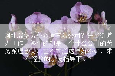河北瑞华劳务派遣有限公司？进了街道办工作，签订的却是一个什么公司的劳务派遣合同。也不知道这样好不好，求有经验的朋友指导下。？