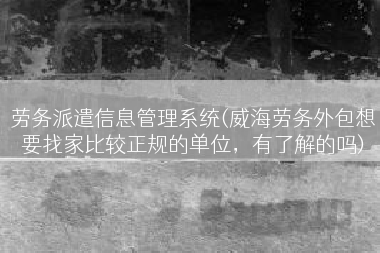 劳务派遣信息管理系统(威海劳务外包想要找家比较正规的单位，有了解的吗)