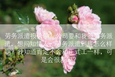 劳务派遣报价单？公司要和我签劳务派遣，想问知情人，劳务派遣到底怎么样啊？我知道肯定不会和正式工一样，可是会很差吗？