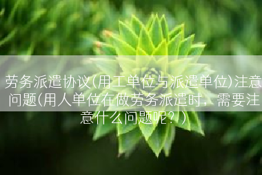 劳务派遣协议(用工单位与派遣单位)注意问题(用人单位在做劳务派遣时，需要注意什么问题呢？)