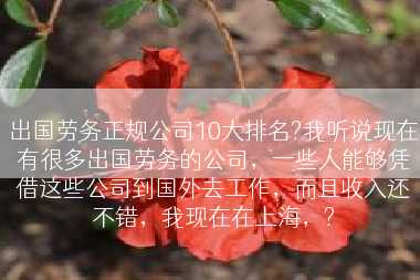 出国劳务正规公司10大排名?我听说现在有很多出国劳务的公司，一些人能够凭借这些公司到国外去工作，而且收入还不错，我现在在上海，?