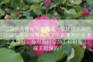 出国劳务费用？去青岛一家比较正规的出国劳务公司咨询两了个去澳洲的技术工人项目，分别是门窗加工和剔骨工，雇主担保的？