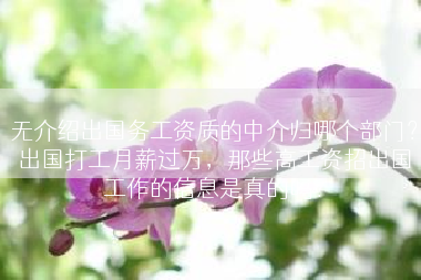 无介绍出国务工资质的中介归哪个部门？出国打工月薪过万，那些高工资招出国工作的信息是真的吗？
