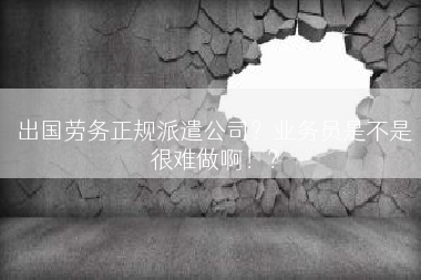 出国劳务正规派遣公司？业务员是不是很难做啊！？