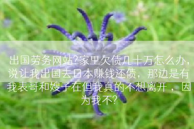 出国劳务网站?家里欠债几十万怎么办，说让我出国去日本赚钱还债，那边是有我表哥和嫂子在但我真的不想离开 ，因为我不?